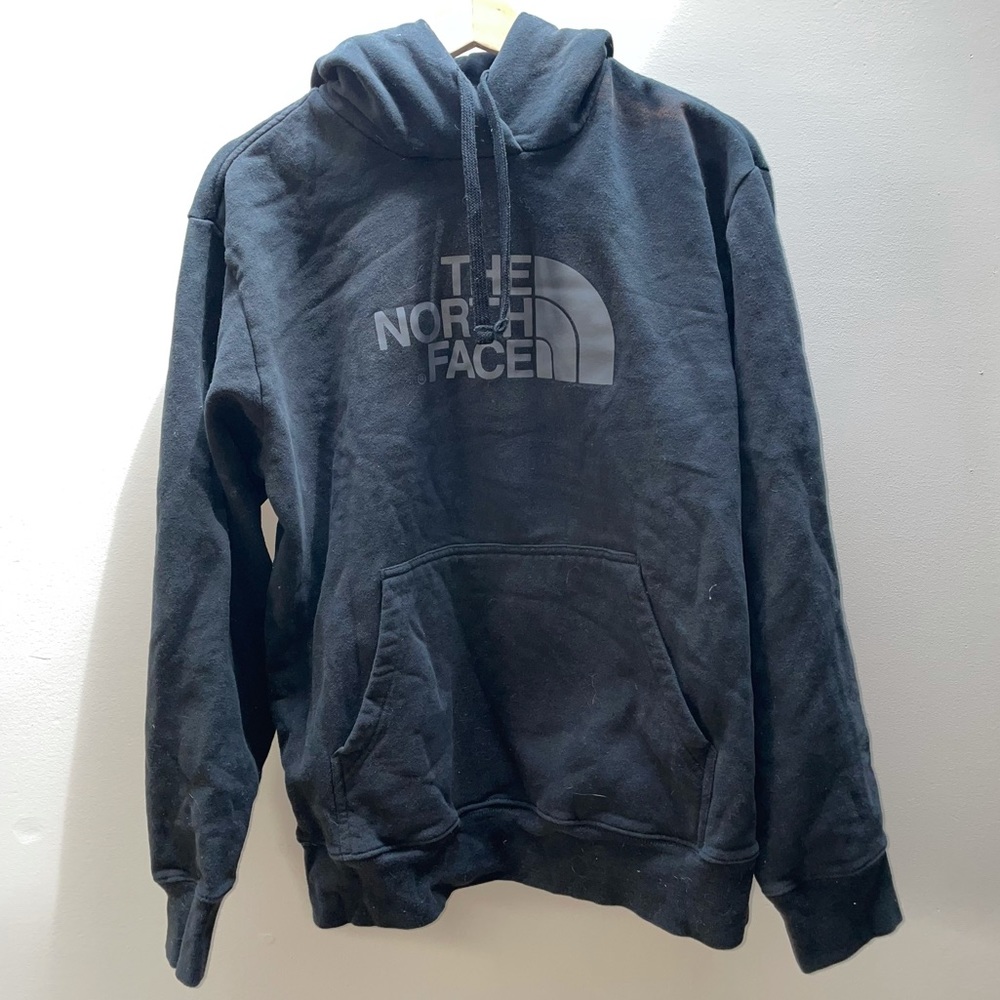 The North Face Hoodie Size Large Black on Black Logo